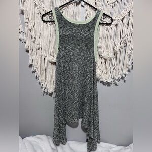 We the free Sleeveless Heathered Gray Tank with Light Green Trim